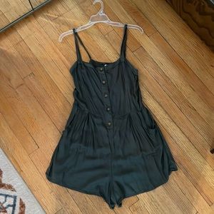 Green hollister romper with pockets